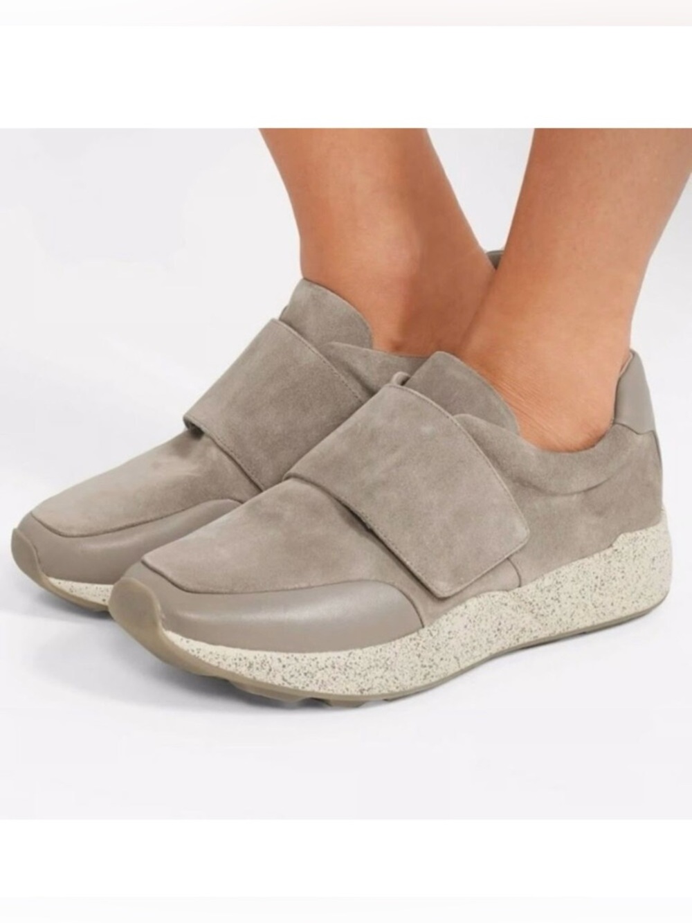 Vince Gage Suede Laceless Fashion Sneakers Wood Smoke Comfort Women’s Size 8.5